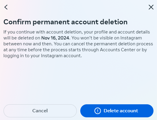 Confirm permanent deletion Bild: Confirm permanent deletion