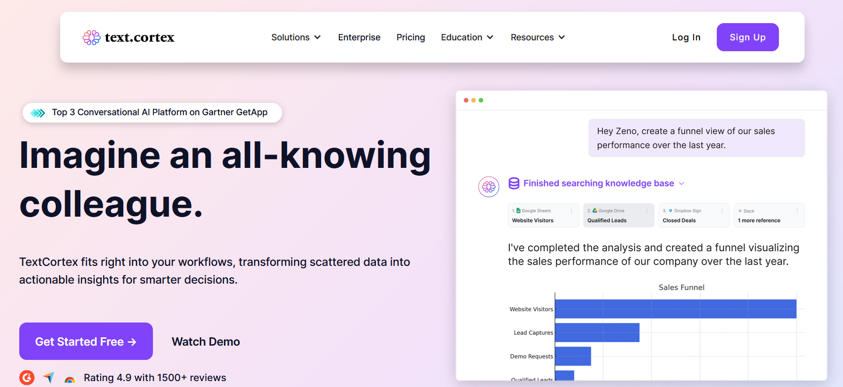 Screenshot of the TextCortex website Bild: Screenshot of the TextCortex website