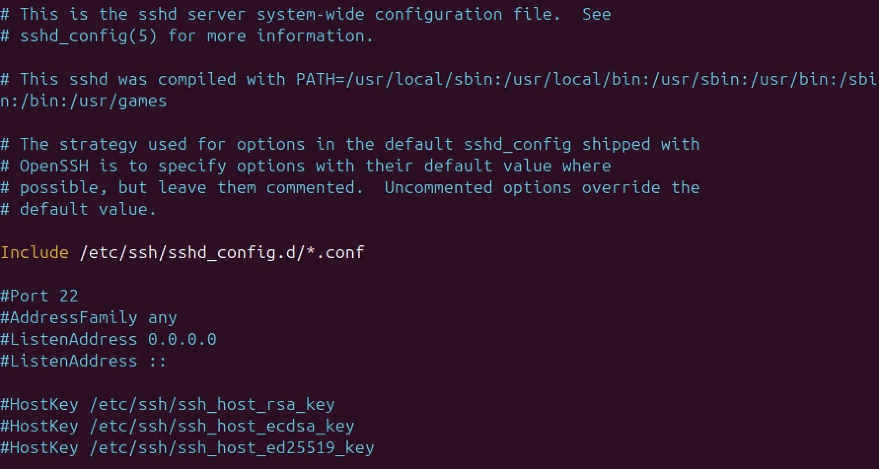 Screenshot of the sshd_config file Bild: Screenshot of the sshd_config file