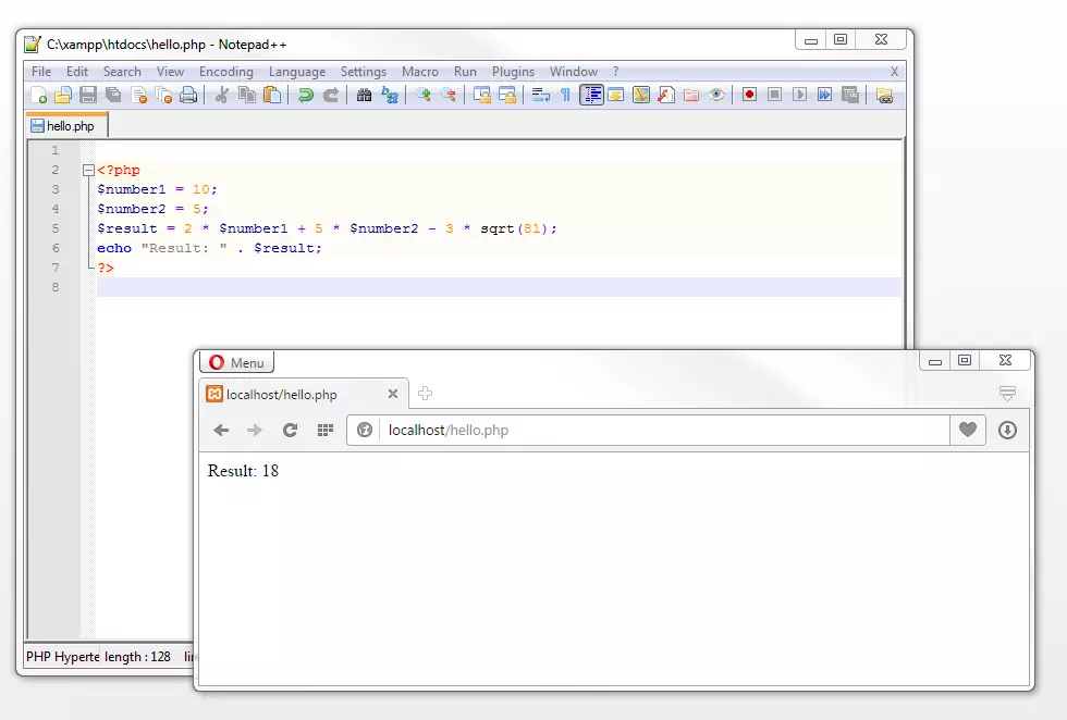 Bild: Mathematical calculation with two variables and different arithmetic operators