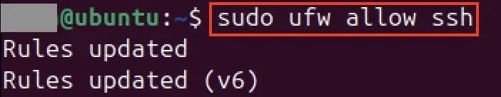 Screenshot of the command to update the firewall Afbeelding: Screenshot of the command to update the firewall