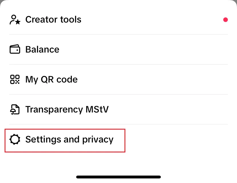 Main TikTok menu under the three-dot icons Bild: Main TikTok menu under the three-dot icons