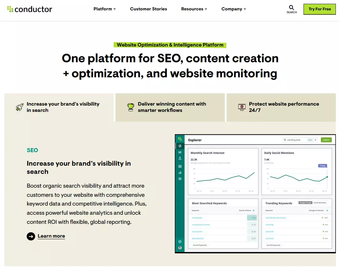 Conductor website, previously Searchmetrics Bild: Conductor website, previously Searchmetrics