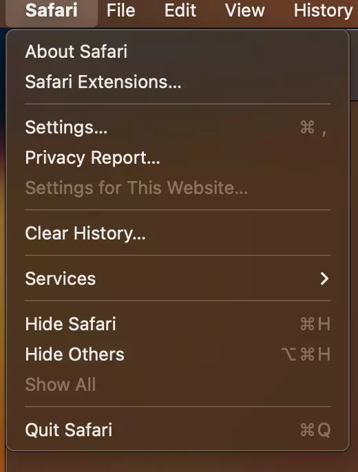 Bild: Screenshot of the Safari drop-down menu
