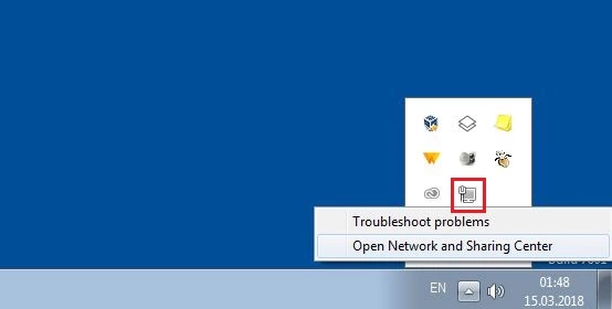 Bild: Windows 7: Network symbol in the system tray