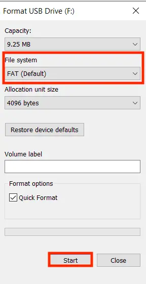 Bild: Format your USB stick
