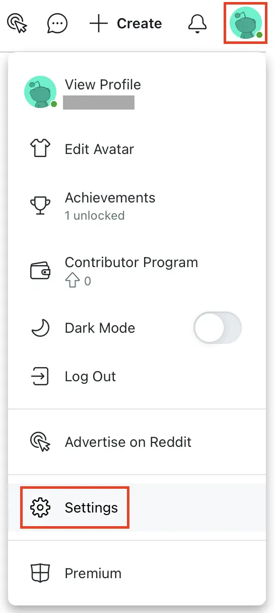 Bild: Open Reddit app settings