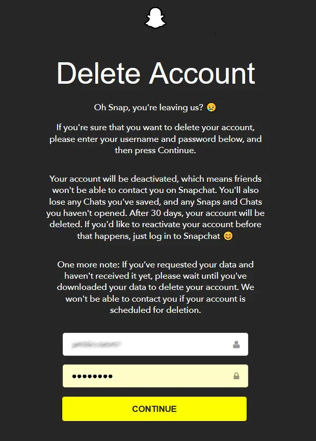 Delete Snapchat Account Bild: Delete Snapchat Account