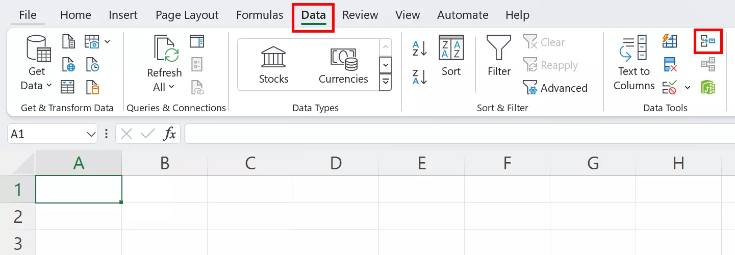Bild: Go to ‘Data’ in the ribbon and click on ‘Consolidate’ in the Data Tools field