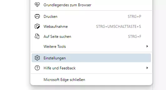 Bild: Einstellungen in Microsoft Edge