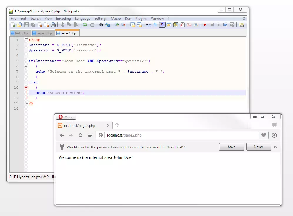 Bild: Password query with two conditions