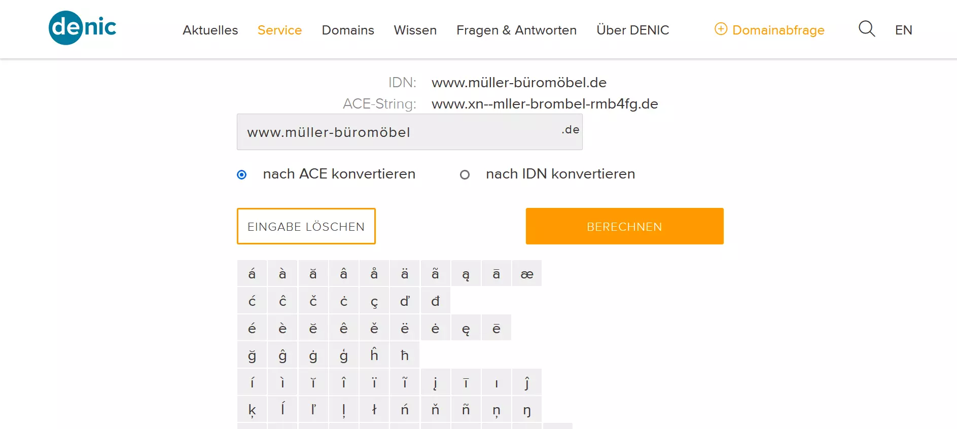 Bild: DENIC Punycode-Converter