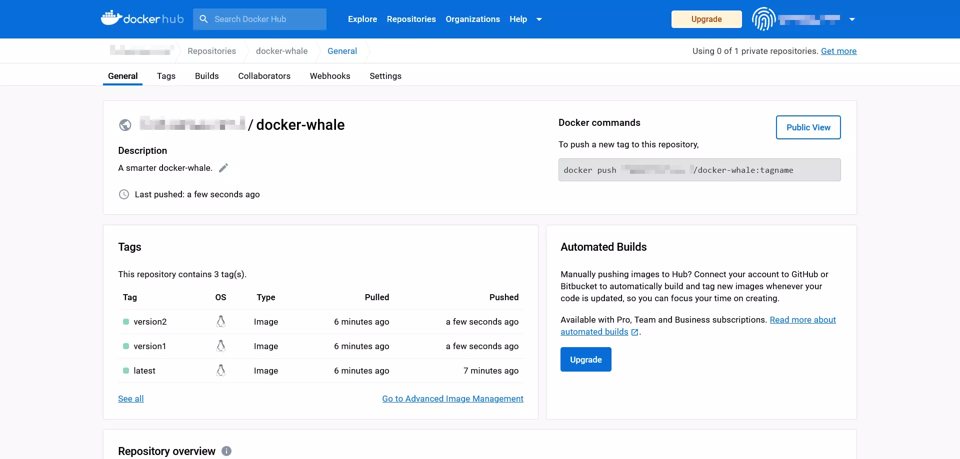 Bild: Docker hub: The ‘Tags’ tab