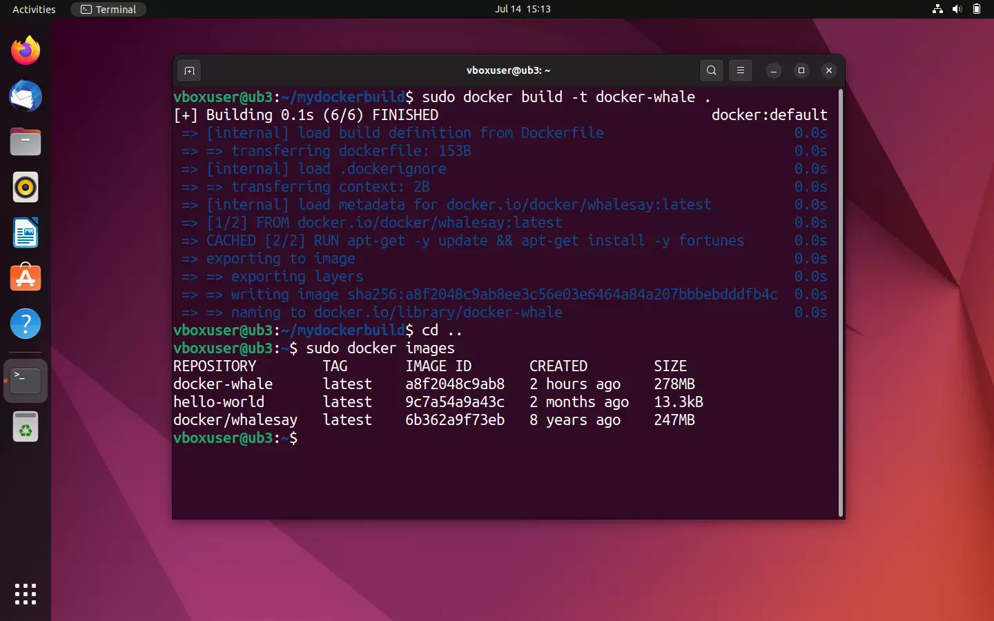 Bild: Ubuntu terminal: Overview of all images