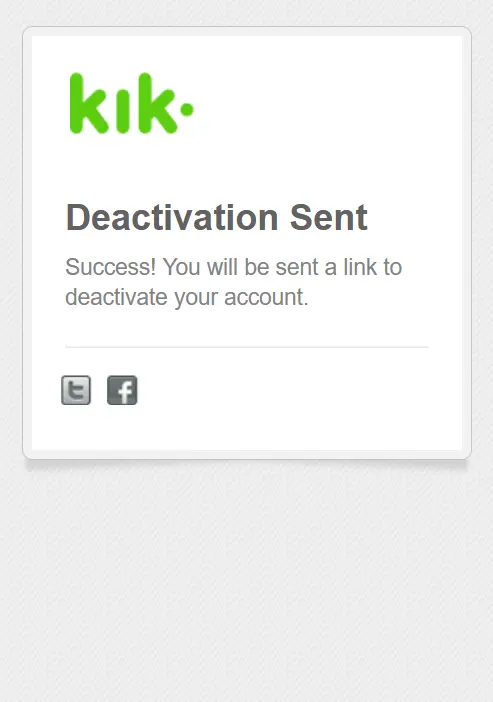 Bild: Confirmation of the deactivation link being sent