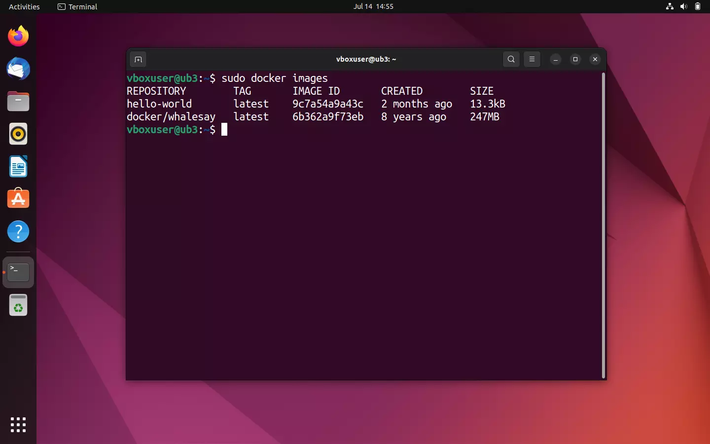 Bild: Overview of all images on the local system