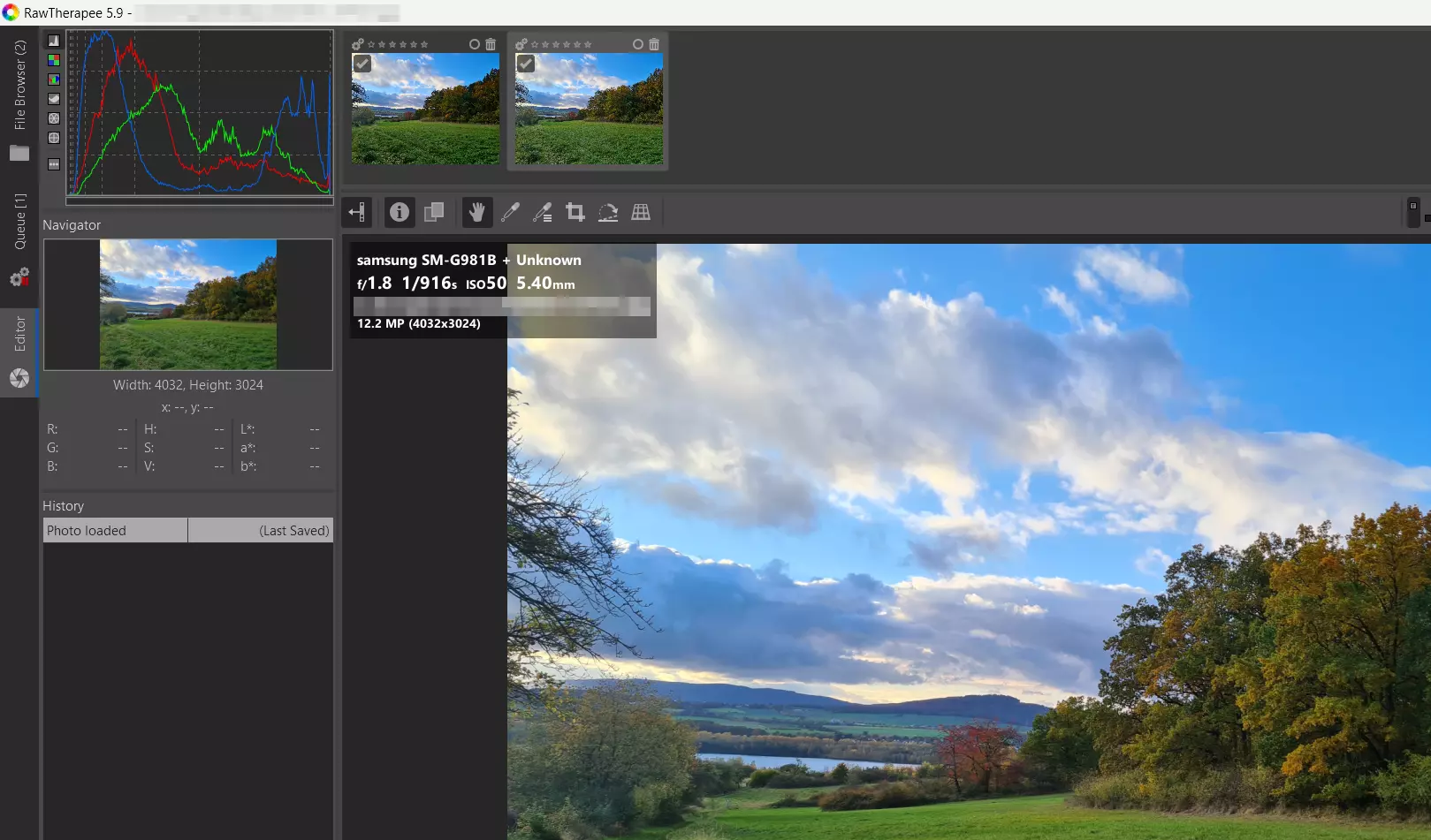 Screenshot of the RawTherapee user interface Bild: Screenshot of the RawTherapee user interface
