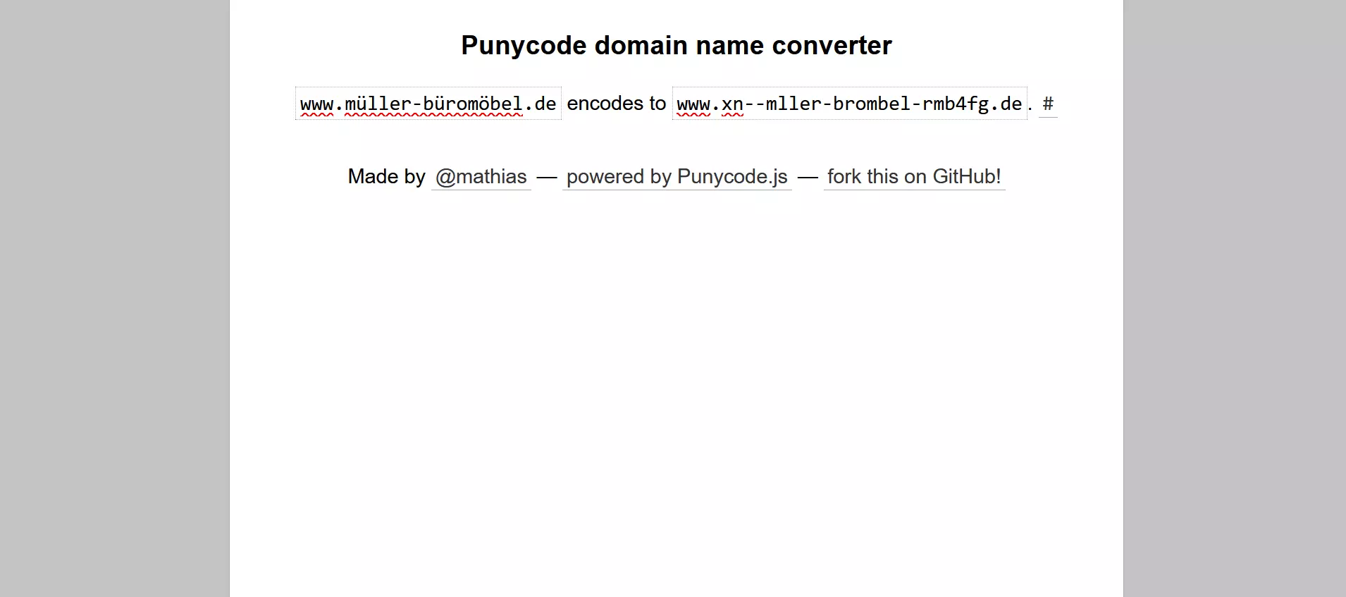 Bild: Punycode-Converter von Mathias Bynens