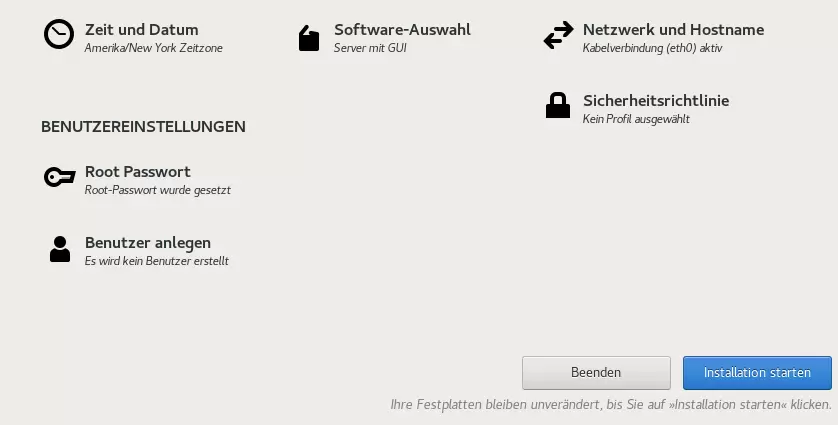 RHEL 8 Install starten Bild: RHEL 8 Install starten