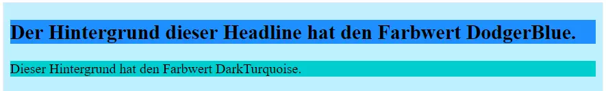 Bild: Beispiel: Drei verschiedenfarbige HTML Backgrounds