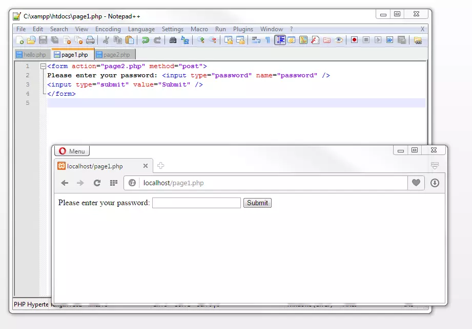 Bild: Web interface of the HTML form for password query