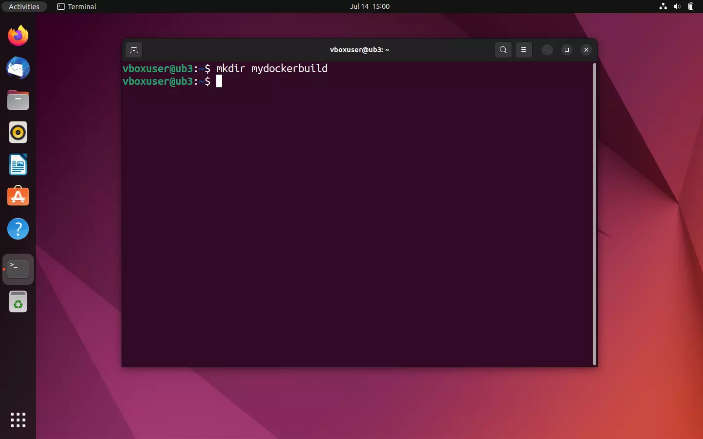 Bild: Ubuntu terminal: The command mkdir