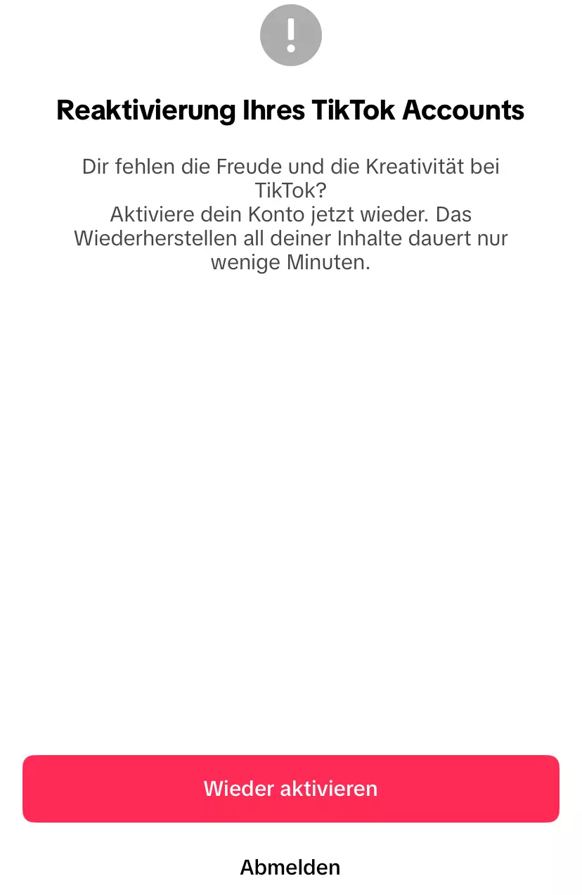 Bild: TikTok-Konto wieder aktivieren