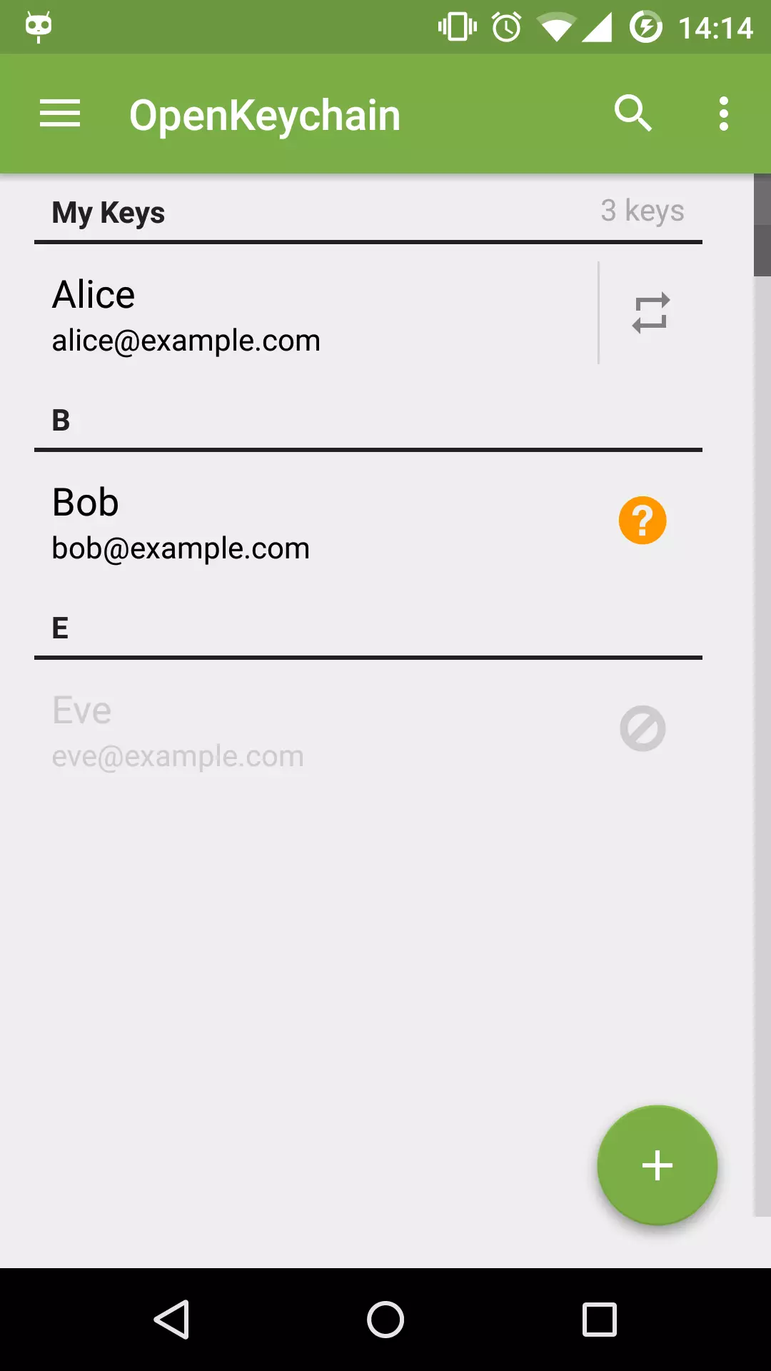 OpenKeychain user interface Bild: OpenKeychain user interface