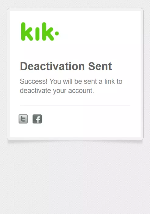 Bestätigung des Versands des Deaktivierungs-Links Bild: Bestätigung des Versands des Deaktivierungs-Links