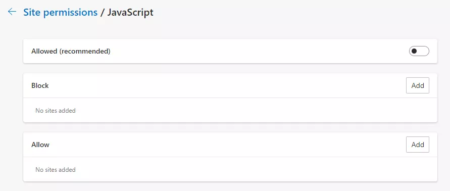 Bild: Edge: Disable JavaScript