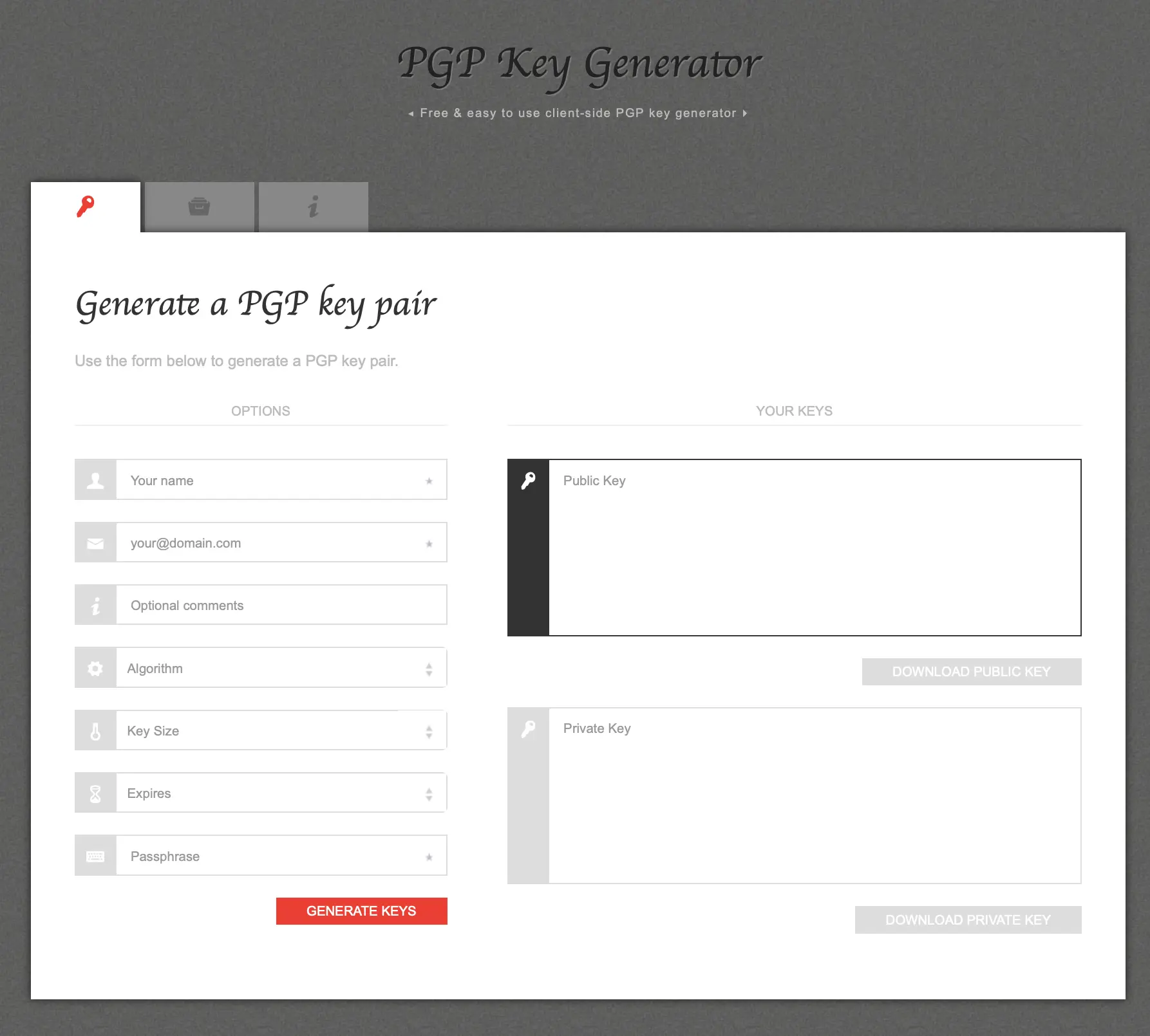 Bild: Screenshot PGP Key Generator
