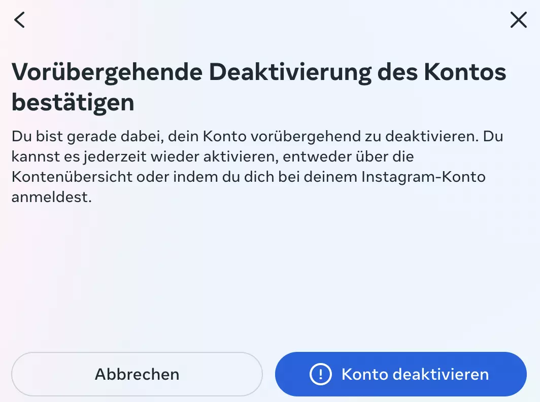 Deaktivierung bestätigen Bild: Deaktivierung bestätigen