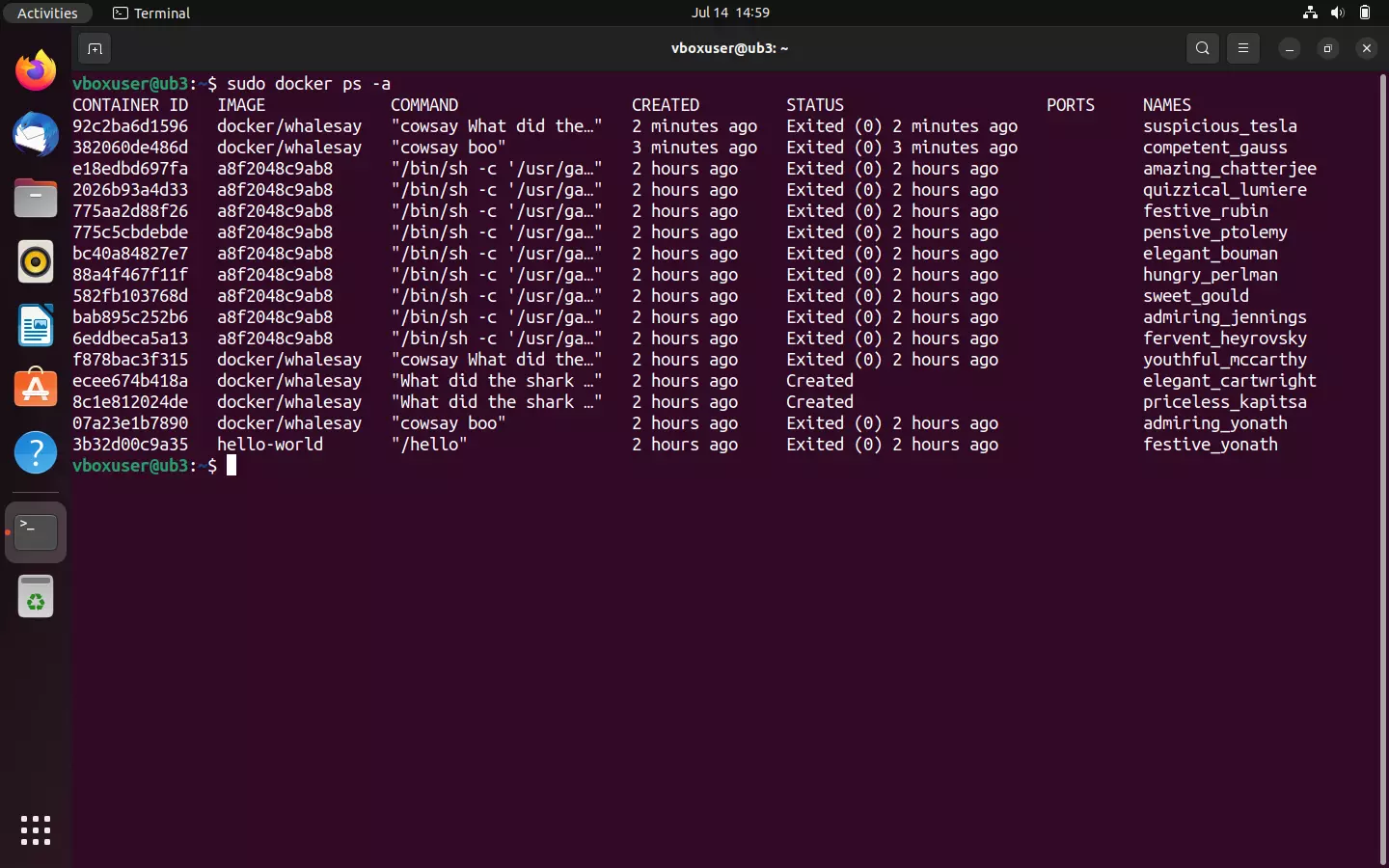 Bild: Overview of all containers on the local system
