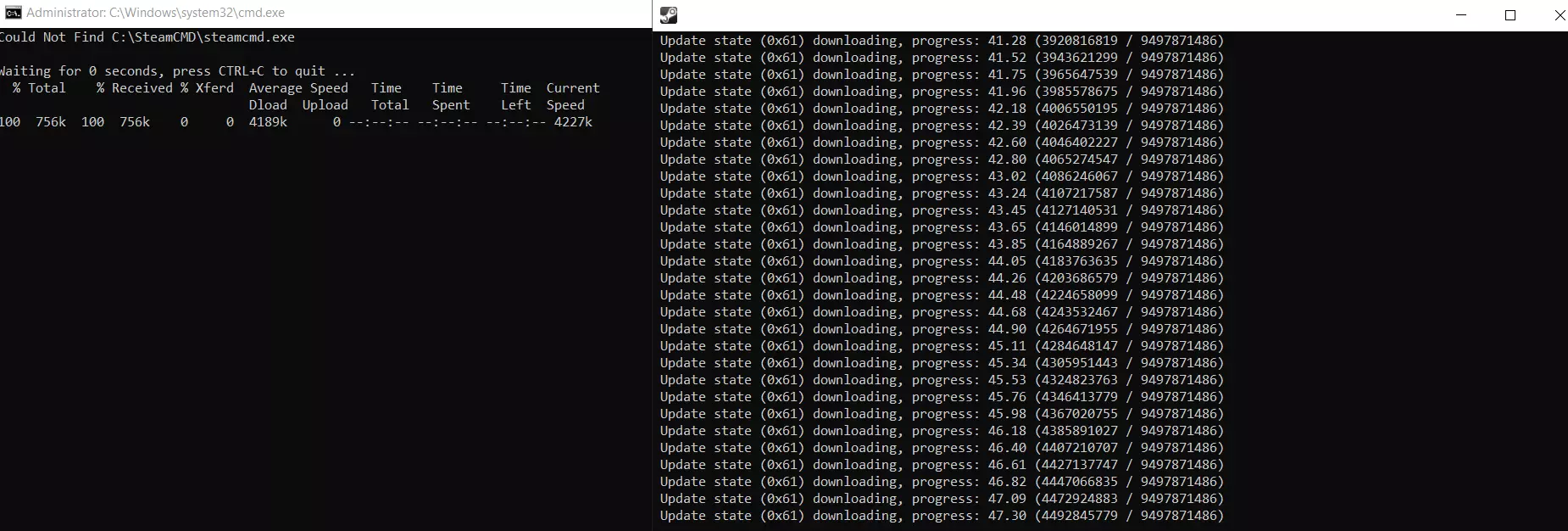 Downloading the files required for the server Bild: Downloading the files required for the server