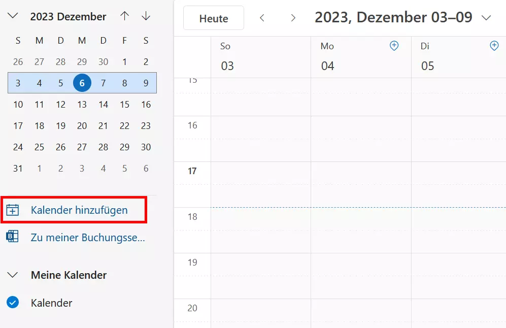 OWA Kalender hinzufügen Bild: OWA Kalender hinzufügen