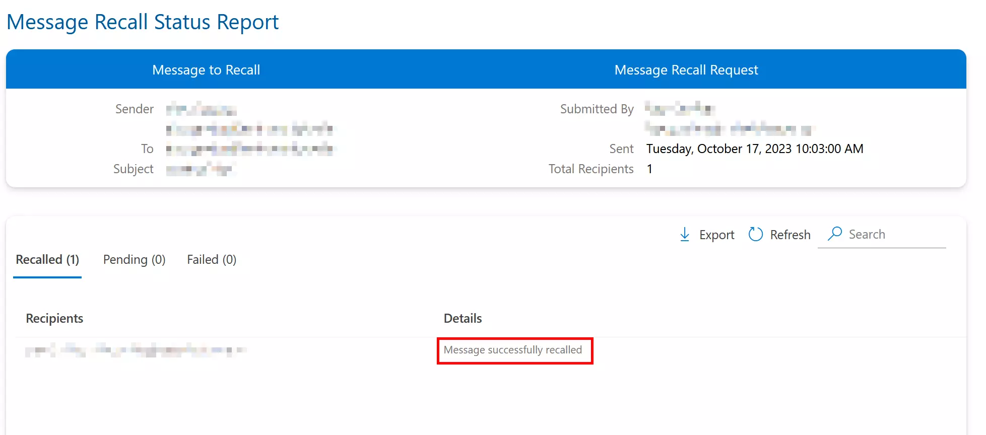 Bild: Report about a successful recall