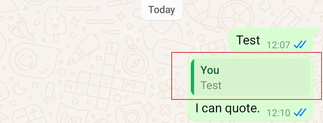 Bild: Android screenshot of a WhatsApp chat with quoted text
