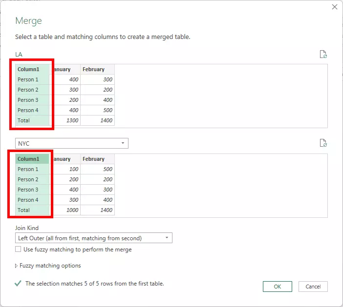Bild: Select matching column(s)