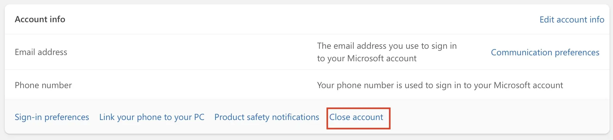 Bild: Microsoft account in desktop browser