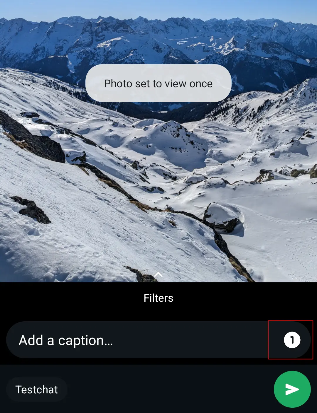 Bild: Android screenshot of the activated ‘view once’ feature in WhatsApp