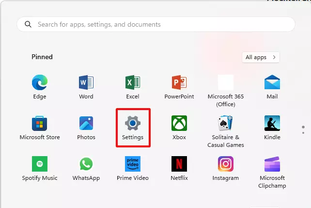 Kép: Screenshot of the Windows 11 Start menu