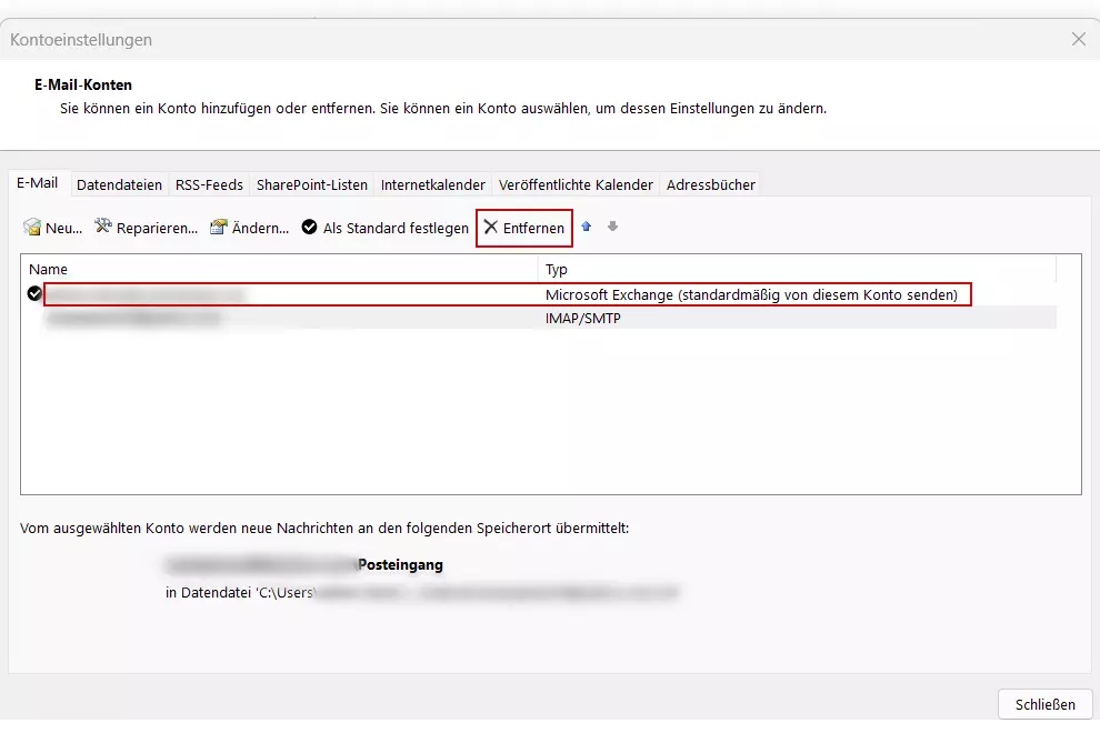 Outlook Desktop-App: Kontoeinstellungen Bild: Outlook Desktop-App: Kontoeinstellungen