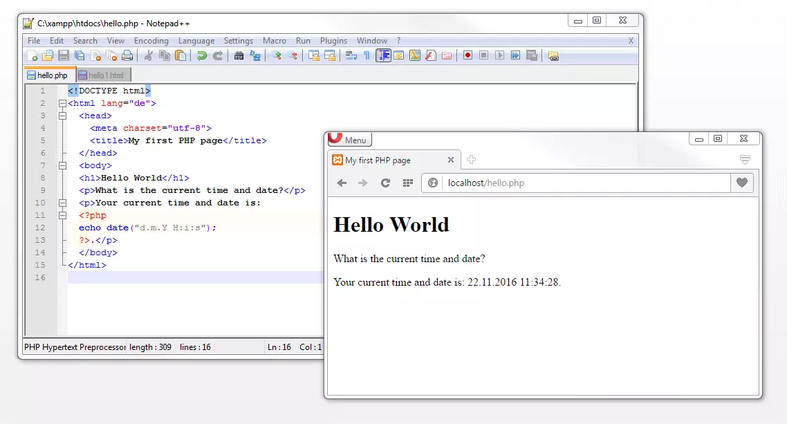 Bild: Integration of PHP in HTML