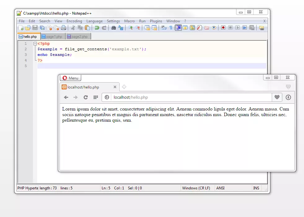 Bild: The script reads the file example.txt.