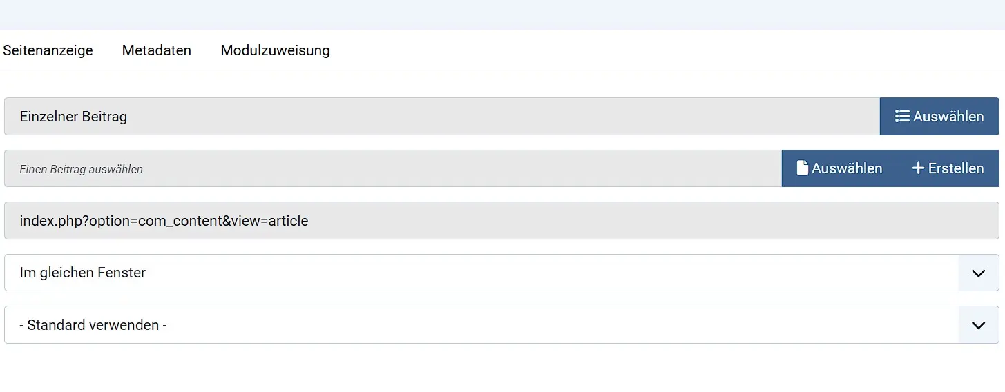 Bild: Joomla-Menüeintrag Home