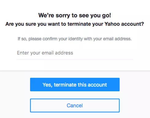Final confirmation step for deleting a Yahoo account Bild: Final confirmation step for deleting a Yahoo account