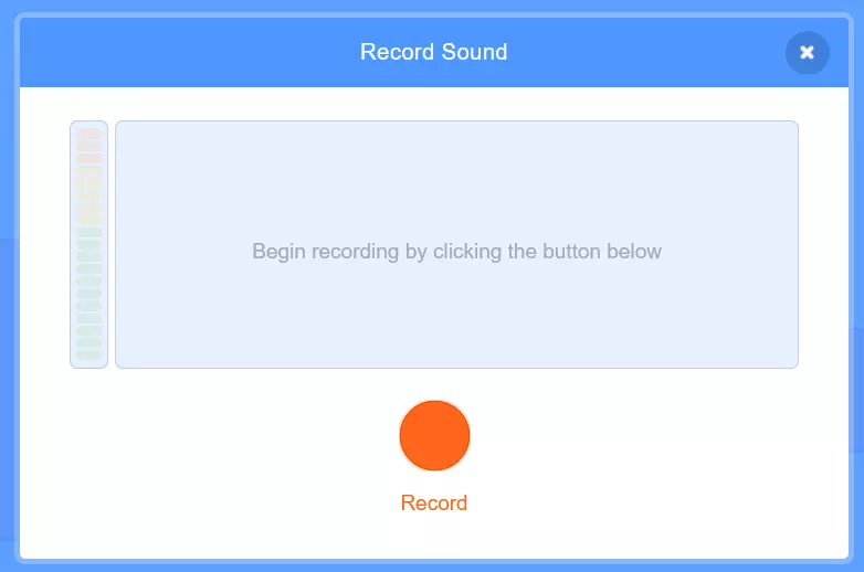 Menu for recording sounds with Scratch Bild: Menu for recording sounds with Scratch