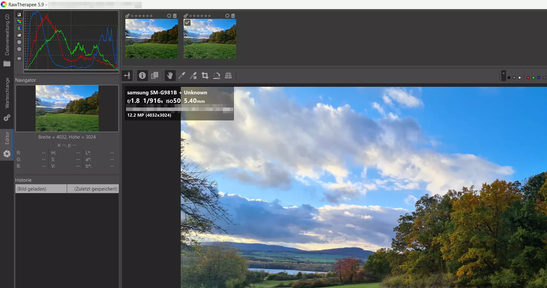 Bild: RawTherapee Interface