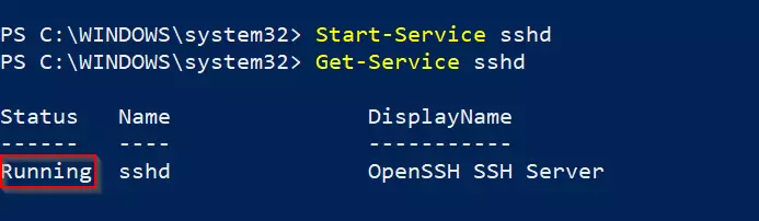 Bild: PowerShell: SSH server service