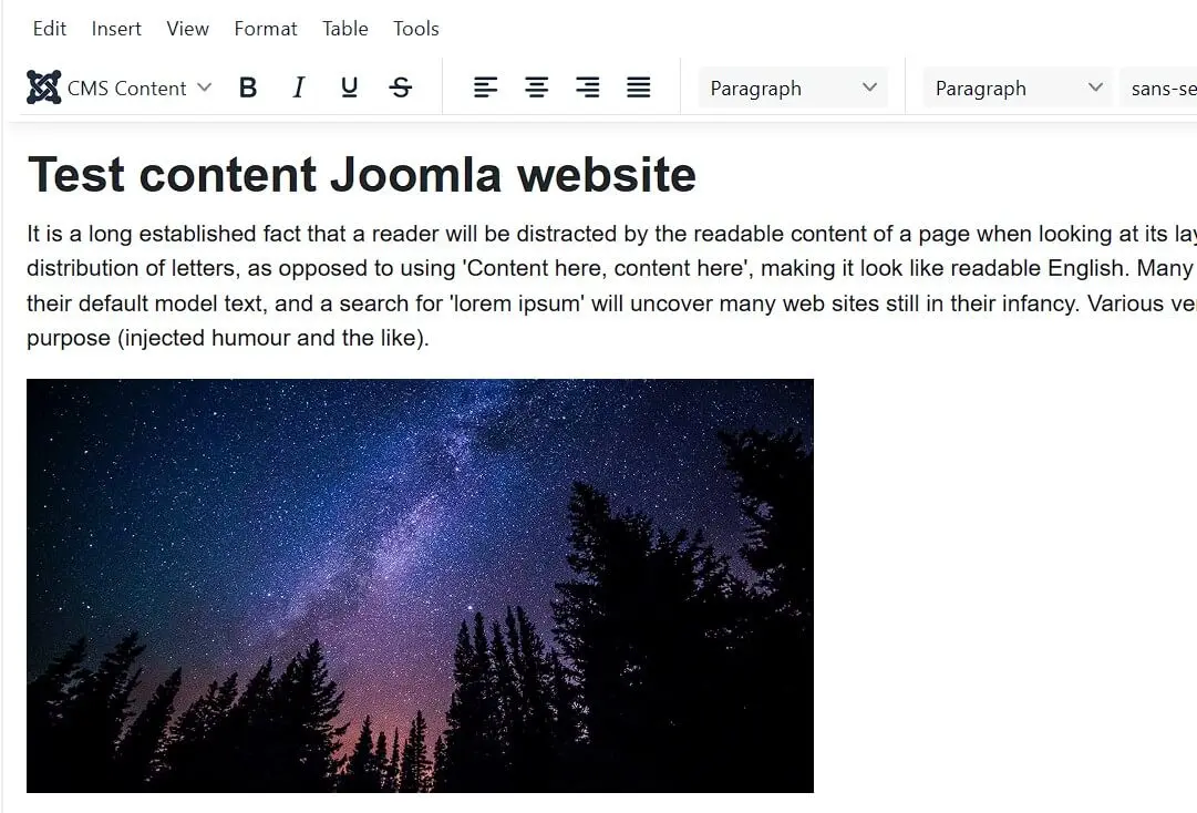 Joomla article with sample image Bild: Joomla article with sample image